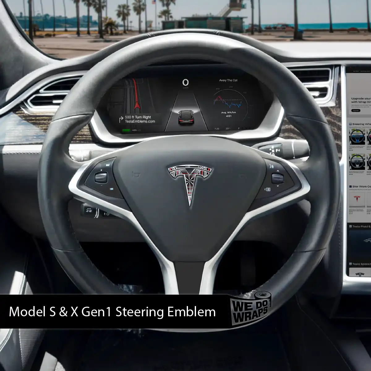 Plaid Tesla Steering Wheel Wrap | Model X - Image 2