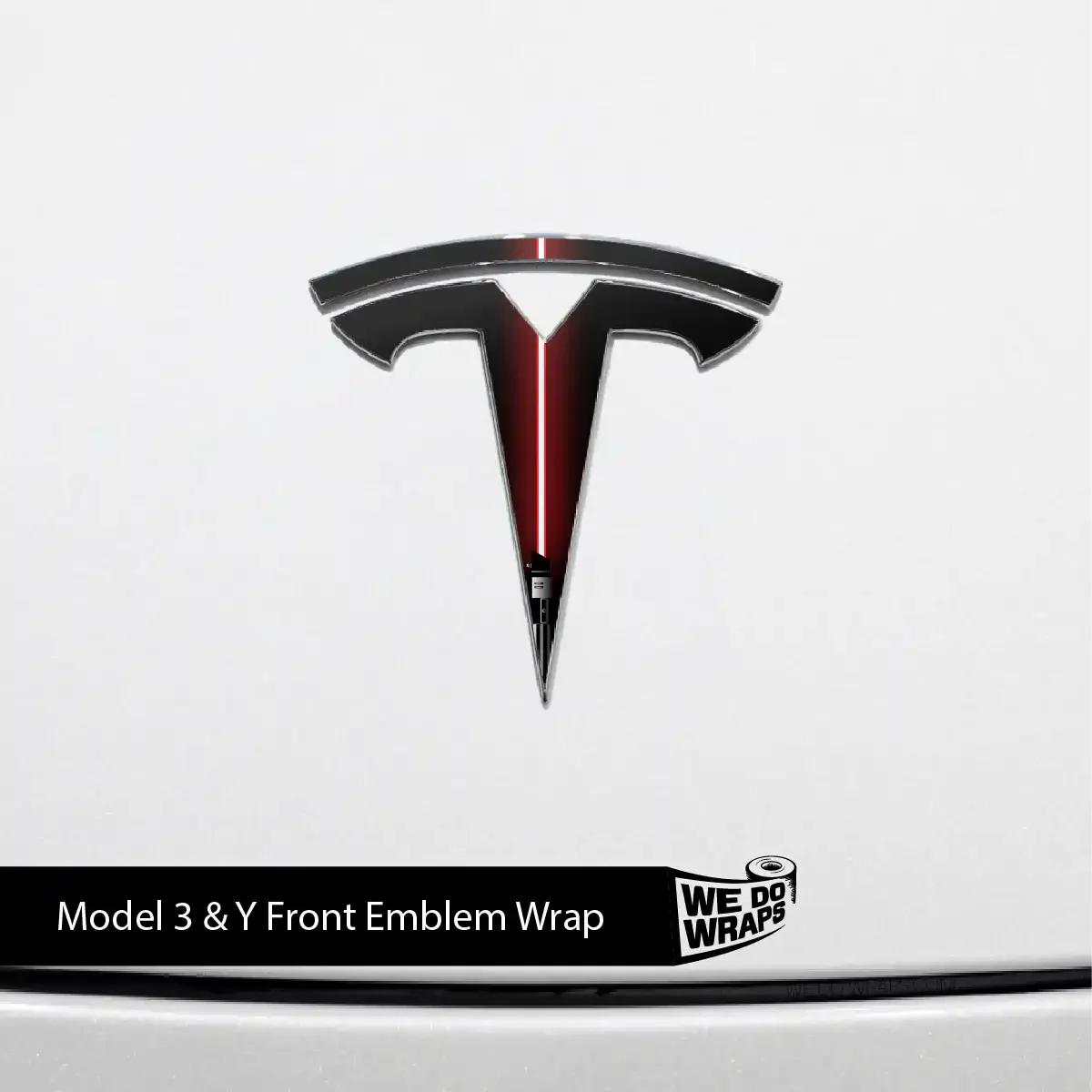 Red Laser Sword Tesla Emblem Decals (Front + Back) | Model 3