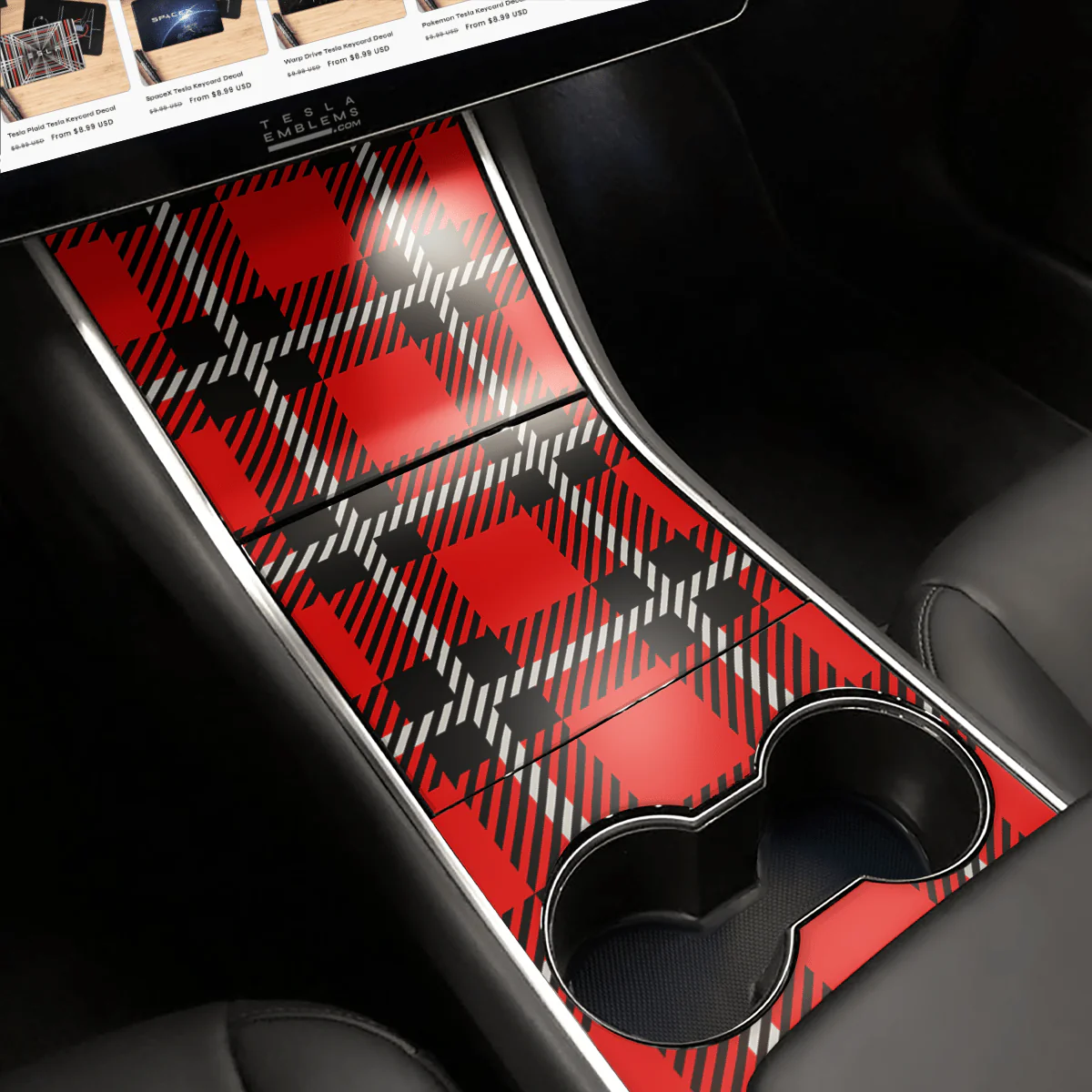 Tartan Plaid | Tesla Center Console Wrap Kit | Model 3 ’17-20