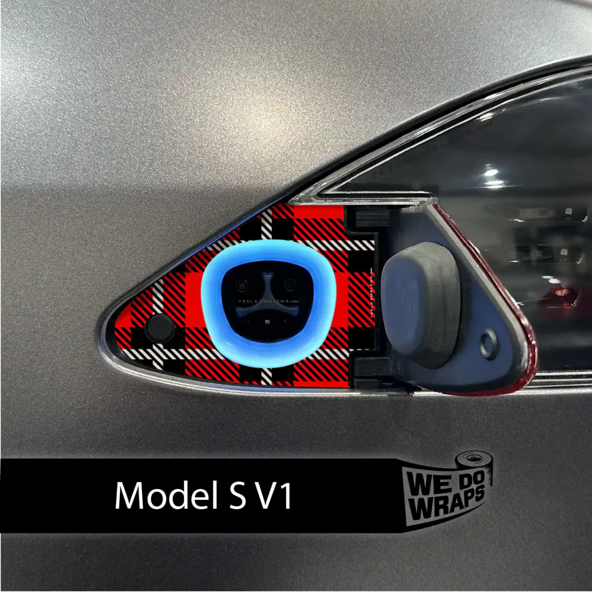 Tartan Plaid Tesla Charge Port Wrap | Model S - Image 2