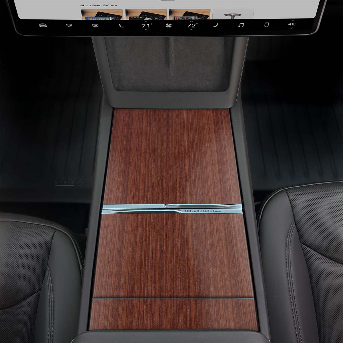 Redwood Woodgrain | Tesla Center Console Wrap Kit | Model Y 2026