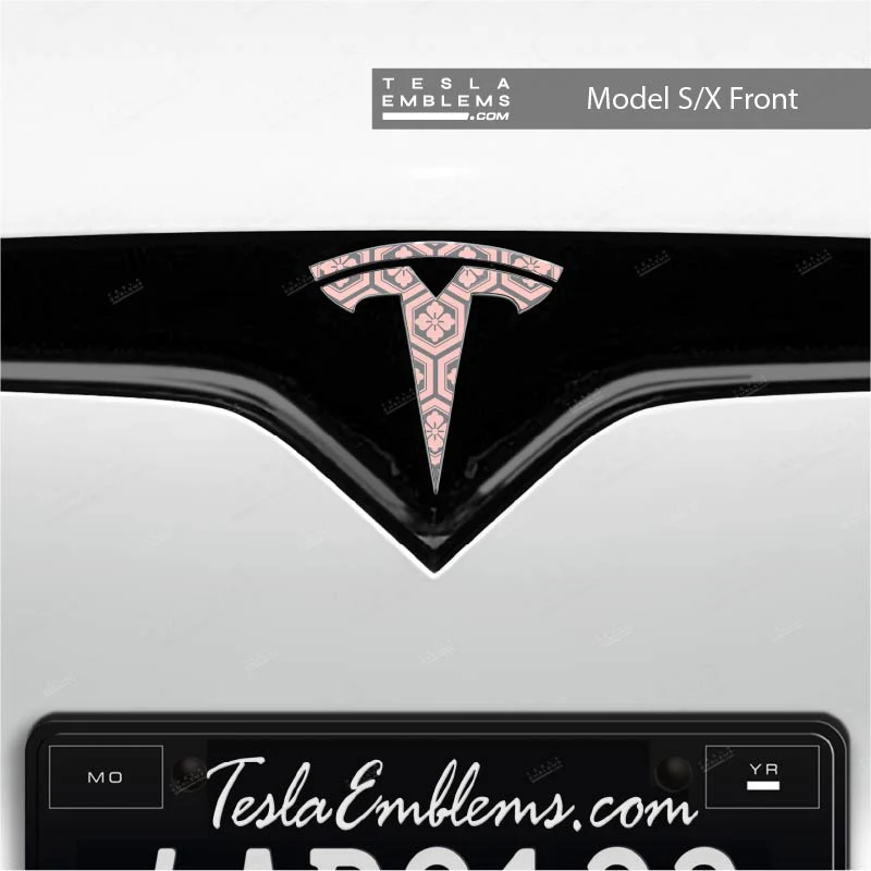 Sakura Hex Tesla Emblem Decals (Front + Back) | Model S