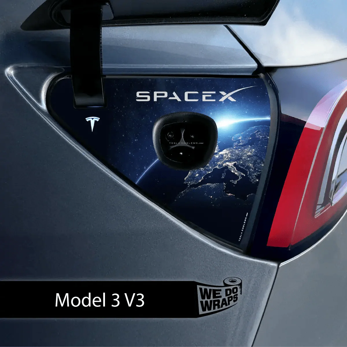 SpaceX Tesla Charge Port Wrap | Model 3 - Image 2