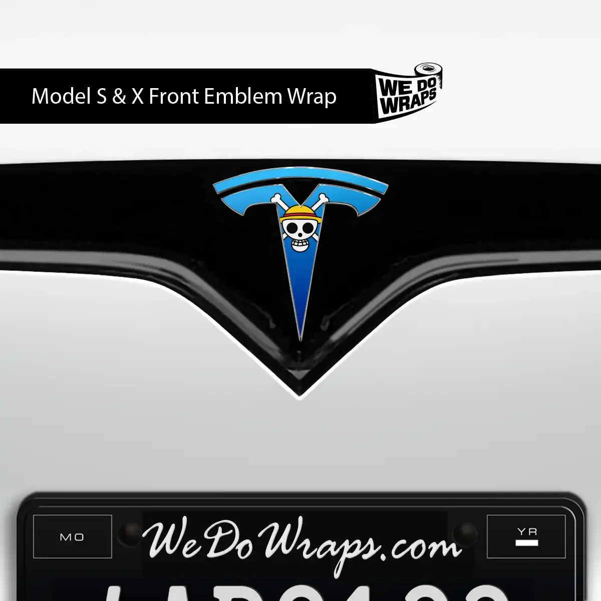 Straw Hat Pirate Tesla Emblem Decals (Front + Back) | Model S