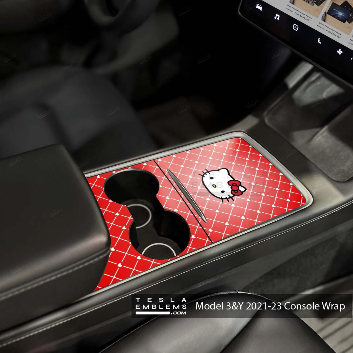 Sweet Kitty | Tesla Center Console Wrap Kit | Model 3 '21-24 - Image 2