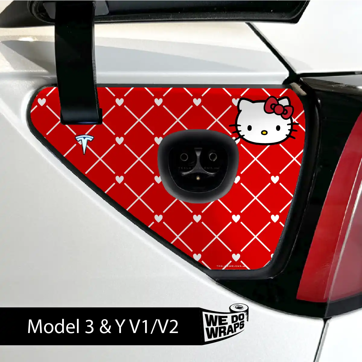 Sweet Kitty Tesla Charge Port Wrap | Model 3 - Image 2