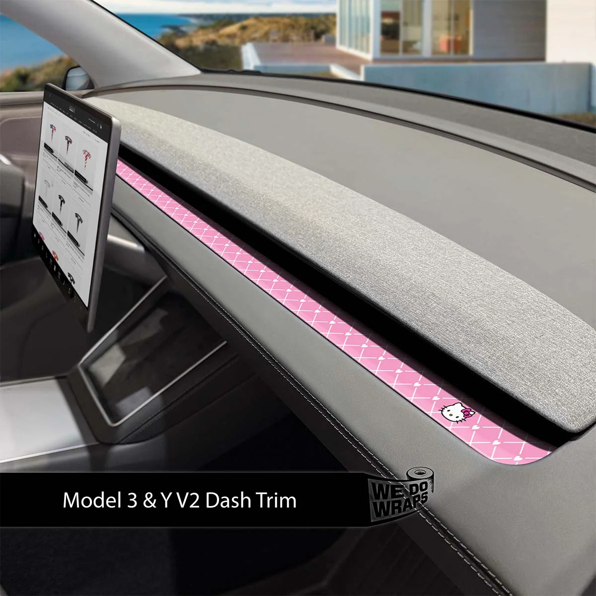 Sweet Kitty Tesla Dash Trim Wrap | Model 3 ’24-26 Refresh