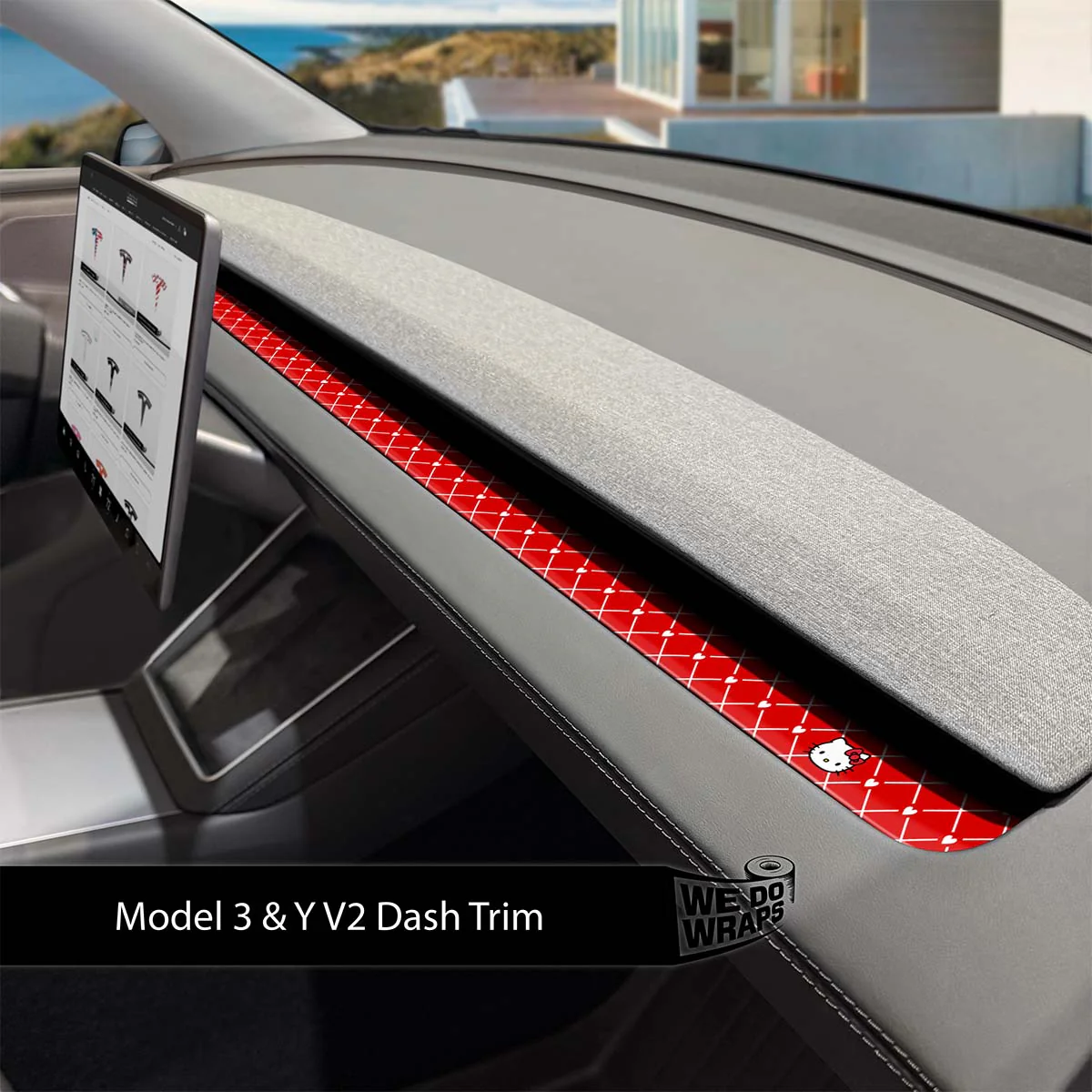Sweet Kitty Tesla Dash Trim Wrap | Model 3 ’24-26 Refresh - Image 2