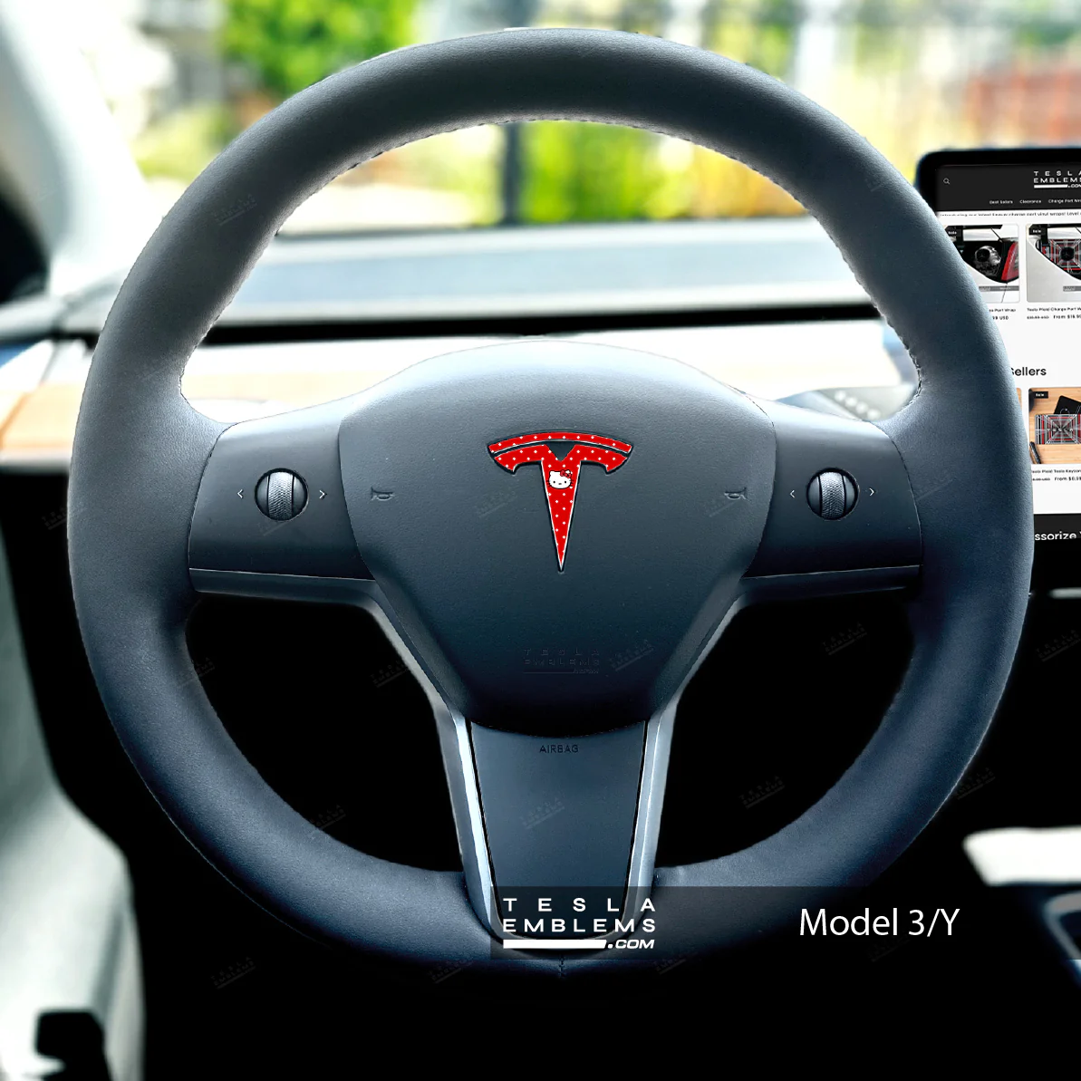 Sweet Kitty Tesla Steering Wheel Wrap | MY 2019-'25 - Image 3