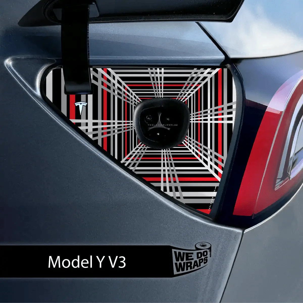 Plaid Performance Mode Tesla Charge Port Wrap | Model Y
