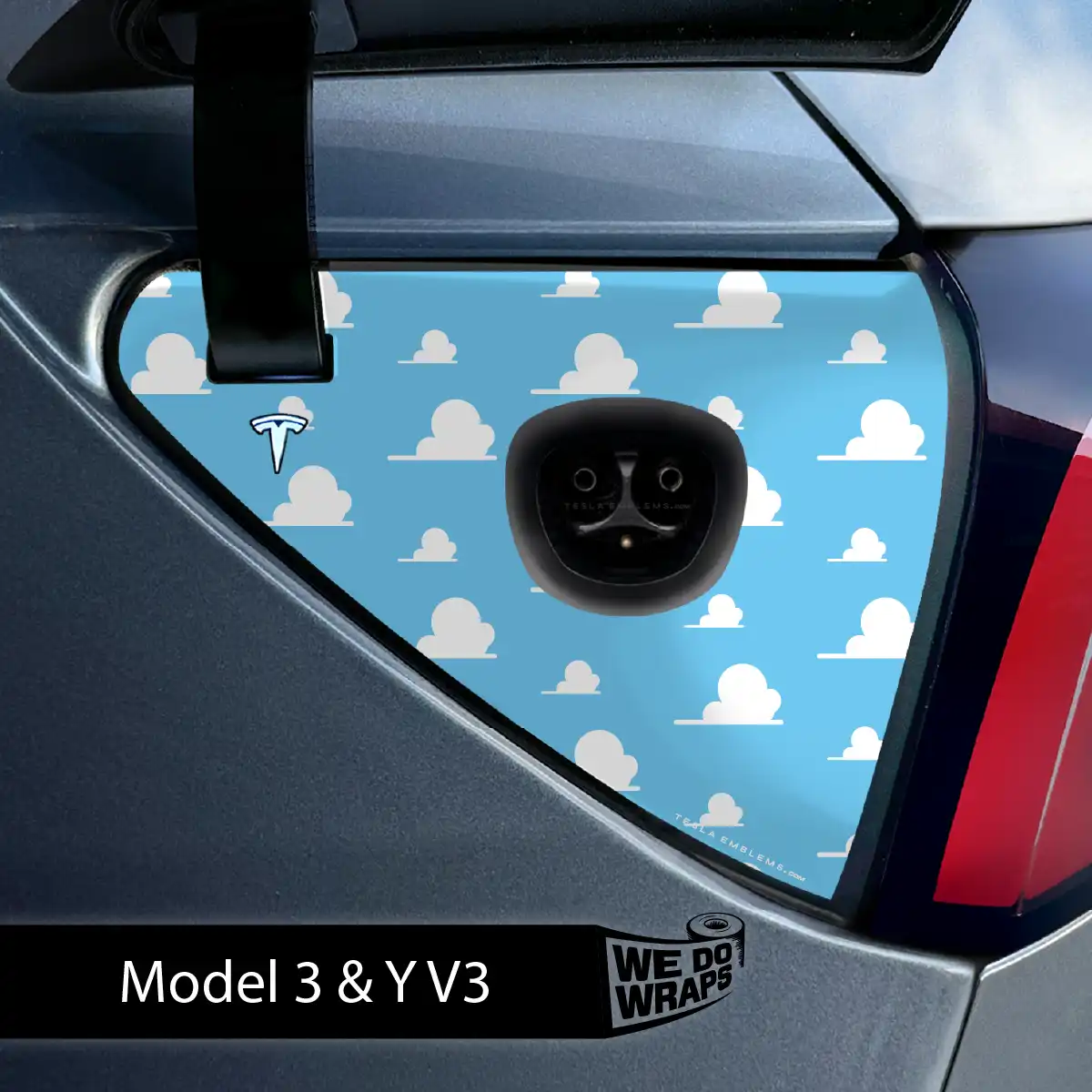 Toy Clouds Tesla Charge Port Wrap | Model 3 - Image 2