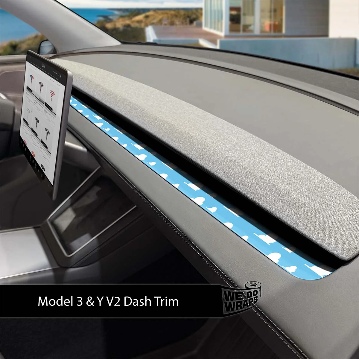 Toy Clouds Tesla Dash Trim Wrap | Model Y 2026