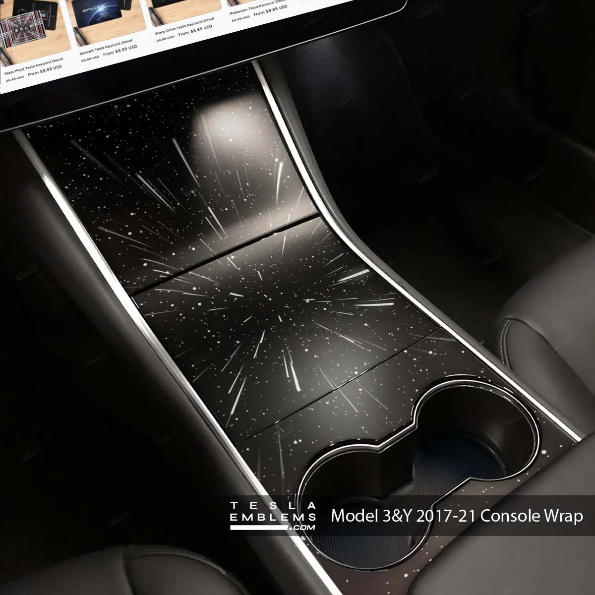 Warp Drive | Tesla Center Console Wrap Kit | Model 3 ’17-20