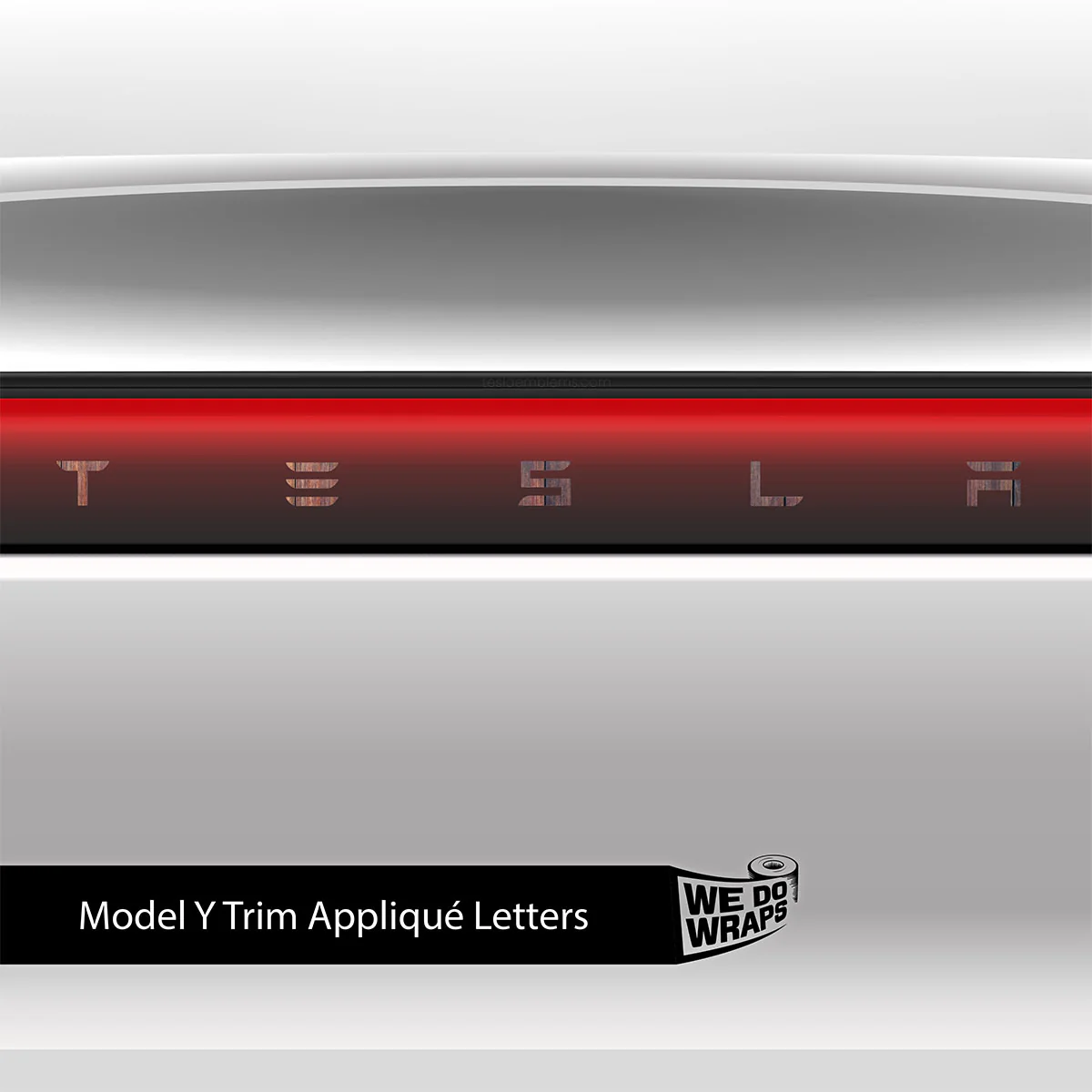 Wood Grain Tesla Emblem Decals (Front + Back) | Model Y - Image 3